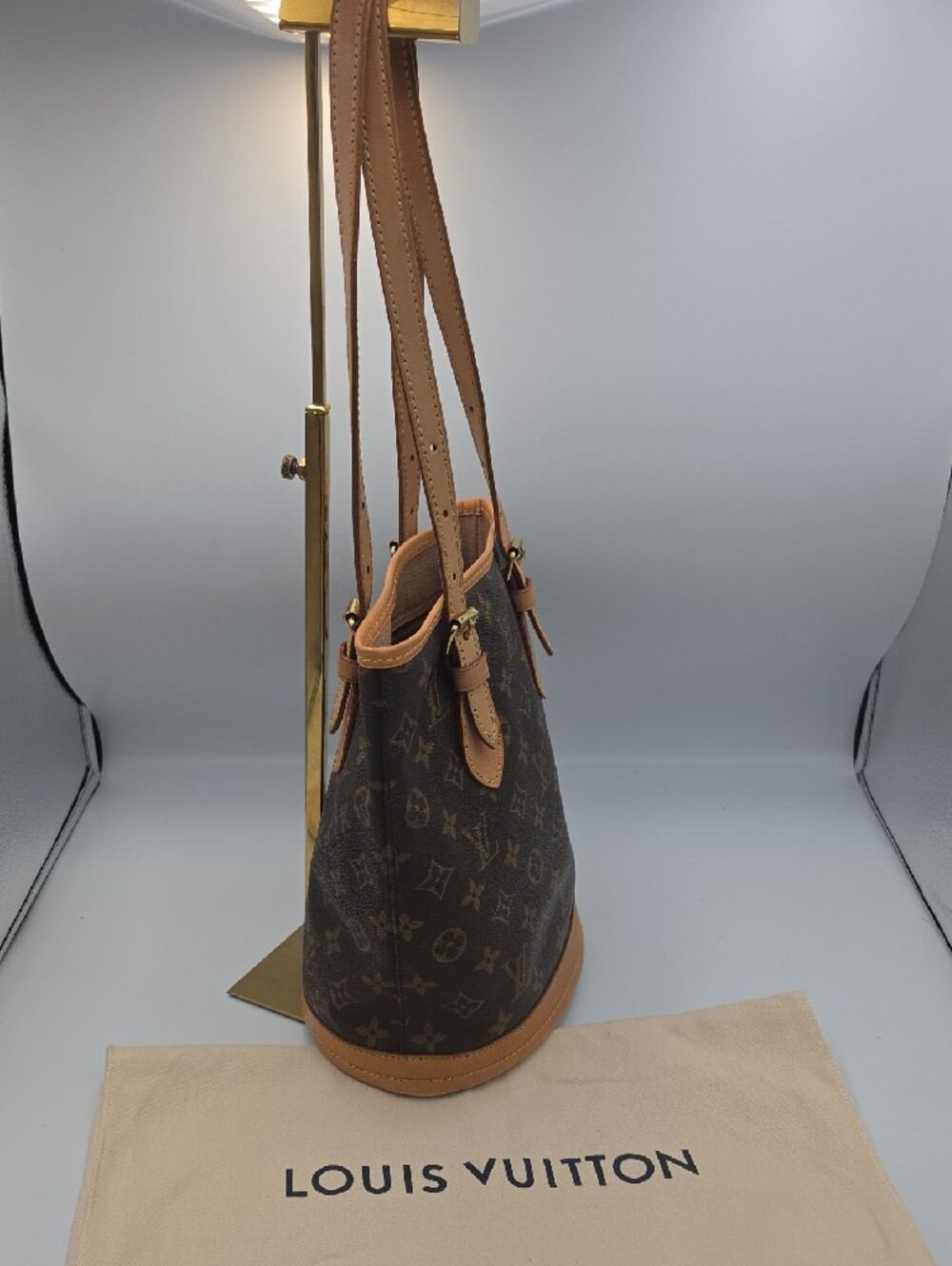 Louis Vuitton Brown Signiture Mono Canvas Petite Shoulder Bucket Bag (EUC)COA✨️ - Picture 6 of 16